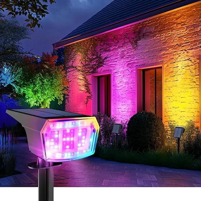 Solar Spot Lights Outdoor, 9 Lighting Modes RGB, Solar Lights Outdoor Waterproof IP65, 63 LED Landscape Spotlights for Halloween Christmas Decorations-1 Pack by GreenHaven Gardens