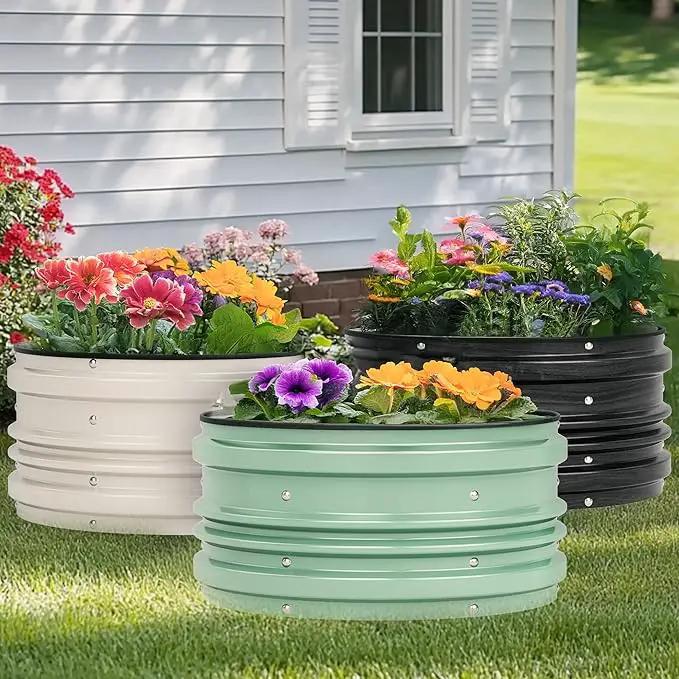 WORKPRO 3Pcs 2x2x1ft Galvanized Raised Garden Bed Set, Rust & Corrosion Protection, Easy Assembly, Safe Edge, Ideal for Vegetables & Flowers, White by GreenHaven Gardens