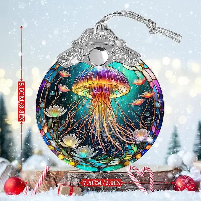 Stained Glass Suncatcher, Jocidea Jellyfish Ornament, Christmas Ornaments, Holidays Ornaments, Christmas Tree Decor, Jellyfish Decor for Home, Jellyfish Gifts by GreenHaven Gardens
