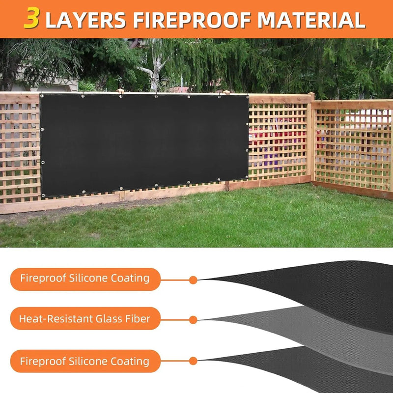 Grill Heat Shield and Deck Protector Mat, Fireproof BBQ Backing Screen for Fence and Railing Heavy Duty Black 3'x6' by GreenHaven Gardens