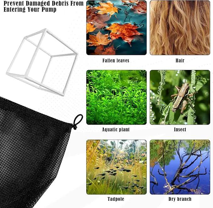 2 PCS Pond Pump Filter Bag, 10 Inch Pond Filter Box with Drawstring, Anti-Clogging Pump Barrier Bag Pump Mesh Bag for Outdoor Water Ponds Filters Pond Biological Filters by GreenHaven Gardens