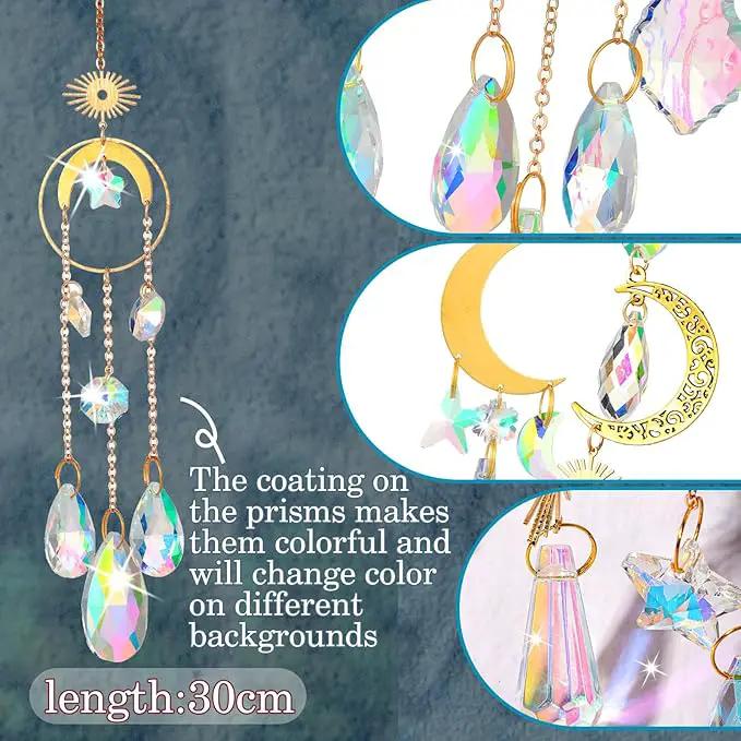Maitys 10 Pcs 6 Pcs Crystal Suncatcher Sun Catchers Indoor Window Hanging Sun Catchers with Light Catcher with Prisms and Agate Slices for Indoor Outdoor Home Garden Wedding Decor (Stylish) by GreenHaven Gardens