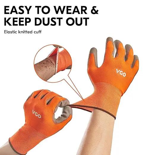 Vgo... 15-Pairs Safety Work Gloves, Gardening Gloves, Polyurethane Coated, Dipping Gloves, Latex Free (Size M,Orange, PU2103) by GreenHaven Gardens