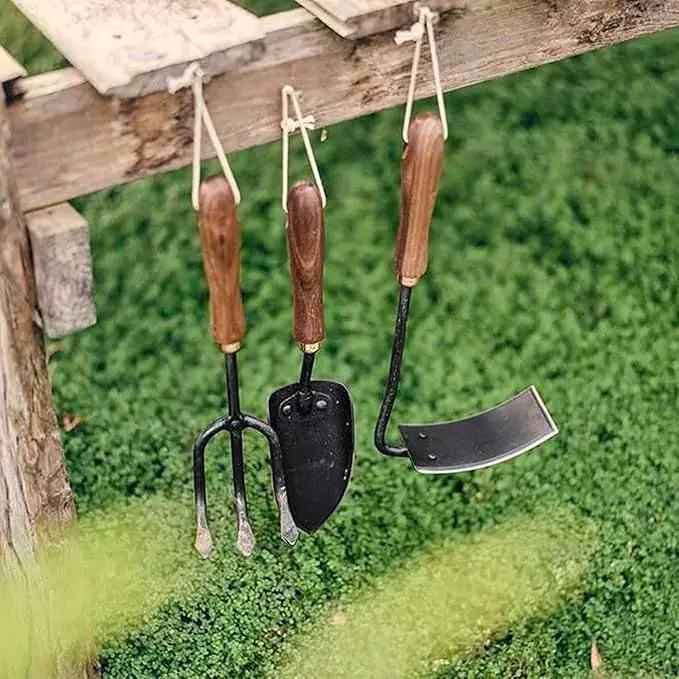 Barebones Square Hand Hoe - Garden Hoe for Weeding with a Long Handle - Japanese Gardening Tool, Sickle Garden Tool (Black/Walnut) by GreenHaven Gardens