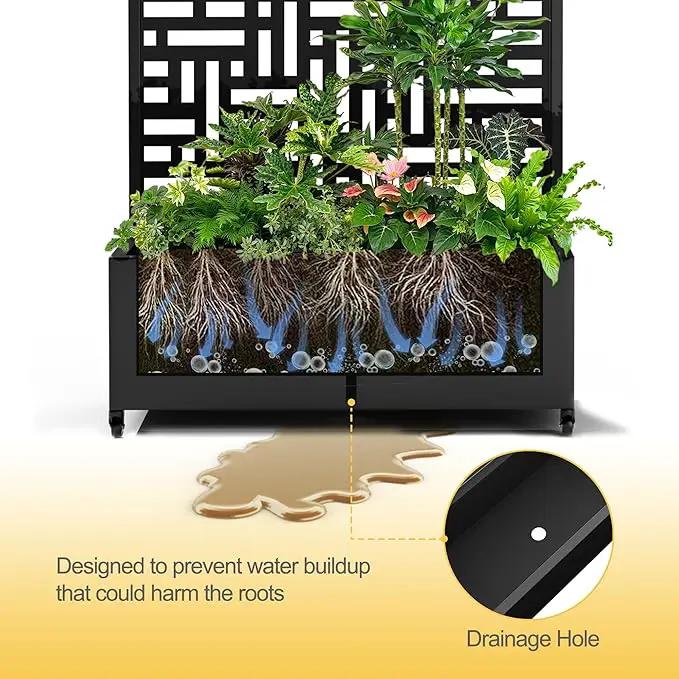Raised Garden Bed with Trellis and Wheels,73"x35"x16" Metal Raised Garden Bed,Black Modern Metal Planter with Climbing Trellis for Vines & Vegetables by GreenHaven Gardens