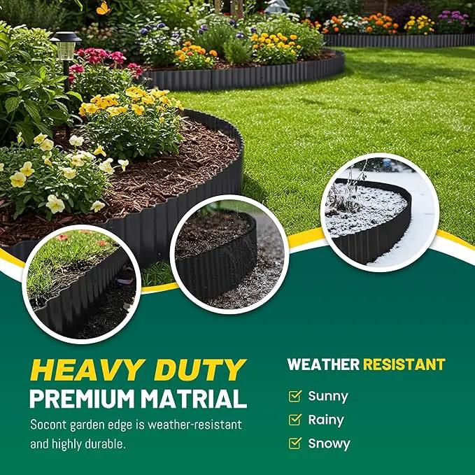 Corrugated Metal Garden Edging, 8"×20Ft Durable Landscape Border for Garden, Lawn, Flower Beds and Paver Edging (Black) by GreenHaven Gardens