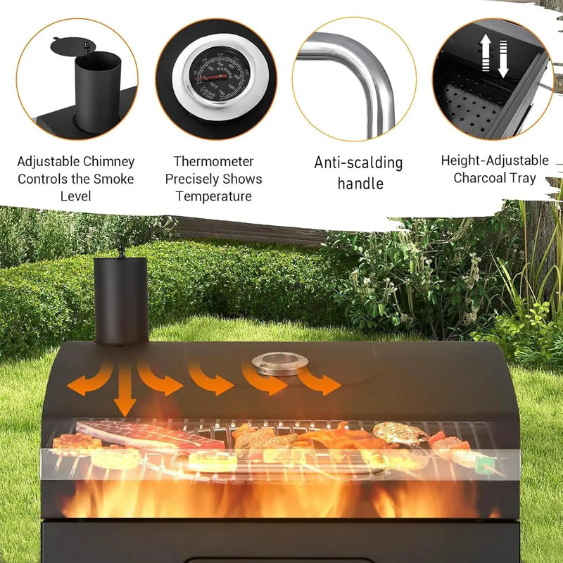 Built In Charcoal Grill Large Charcoal BBQ Grills with 480 Square Inches Oversize Cooking Area, Outdoor Cooking Grill with Charcoal Trays for Backyard, Patio and Parties by GreenHaven Gardens