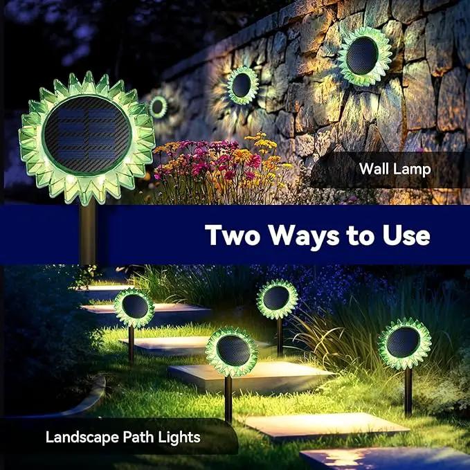 Hogni 6PK Solar Garden Lights, Ground Stake/Hang 2 in 1 Solar Sunflowers Outdoor Waterproof IP67, Outdoor Decor for Pathway Walkway Landscape Backyard Fence Decoration by GreenHaven Gardens