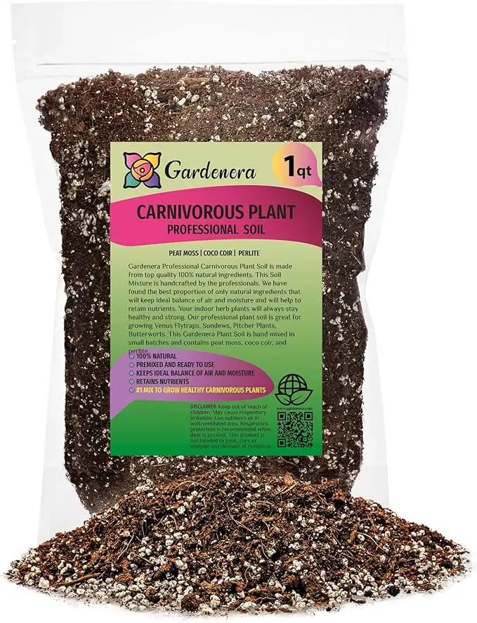 Professional Carnivorous Plant Soil - Ready to Use for Venus Flytraps, Sundews, Pitcher Plants, Butterworts | Peat Moss, Coco Coir, Perlite - 1 Quart Bag by GreenHaven Gardens