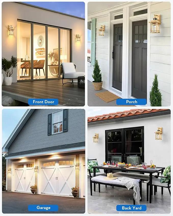 VIANIS Motion Sensor Porch Light, Gold Outdoor Light Fixture Dusk to Dawn, Outdoor Motion Sensor Light Wall Mount, Waterproof, Weather Resistant Carriage Lantern for House, Garage, Front Door by GreenHaven Gardens