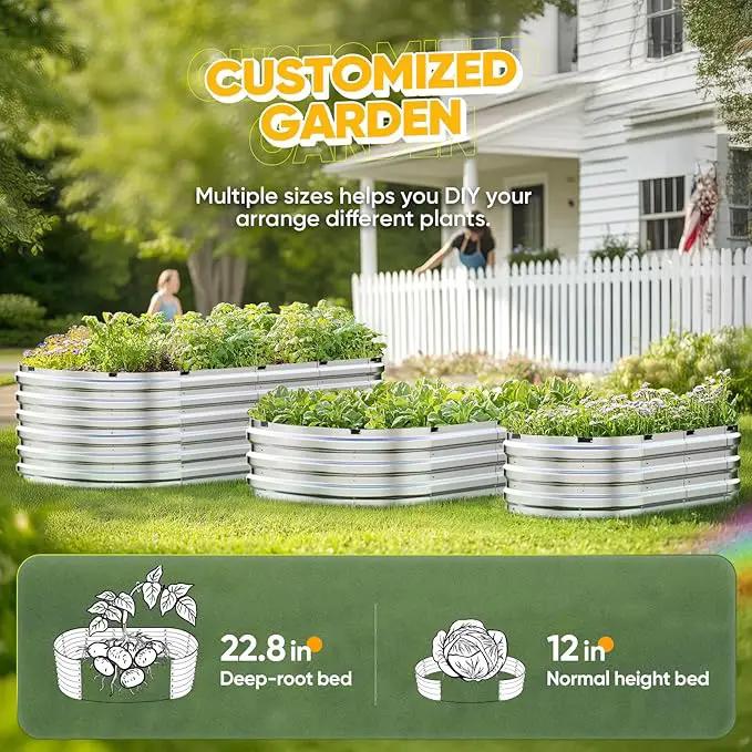 KING BIRD Raised Garden Bed Kit 2025 Upgraded 10-Minute Assembly Galvanized Planter Garden Box Outdoor for Gardening, Vegetables, Flowers, 47x24x12 in, Silver 2PCS by GreenHaven Gardens