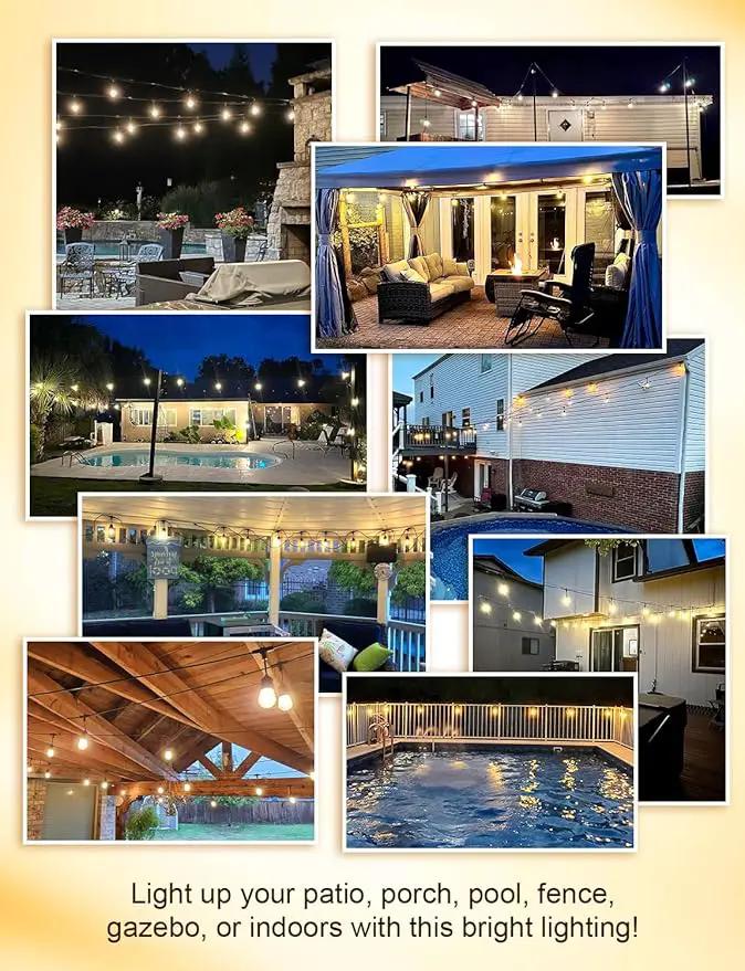 XMCOSY+ 96FT Outdoor String Lights, Patio Lights Outdoor Waterproof with 32 Shatterproof Bulbs, LED Hanging Light for Outside Porch Backyard Garden Party Balcony Decor by GreenHaven Gardens