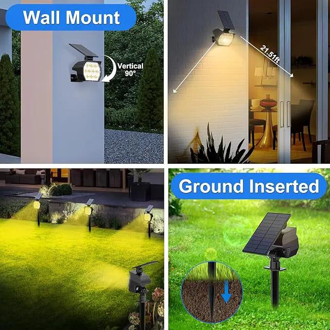 Solar Spot Lights Outdoor, [8 Pack/50LED] Solar Lights Outdoor Waterproof IP67, Dusk-to-Dawn 3 Lighting Modes Adjustable Landscape Spotlight for Garden, Yard, Pathway by GreenHaven Gardens