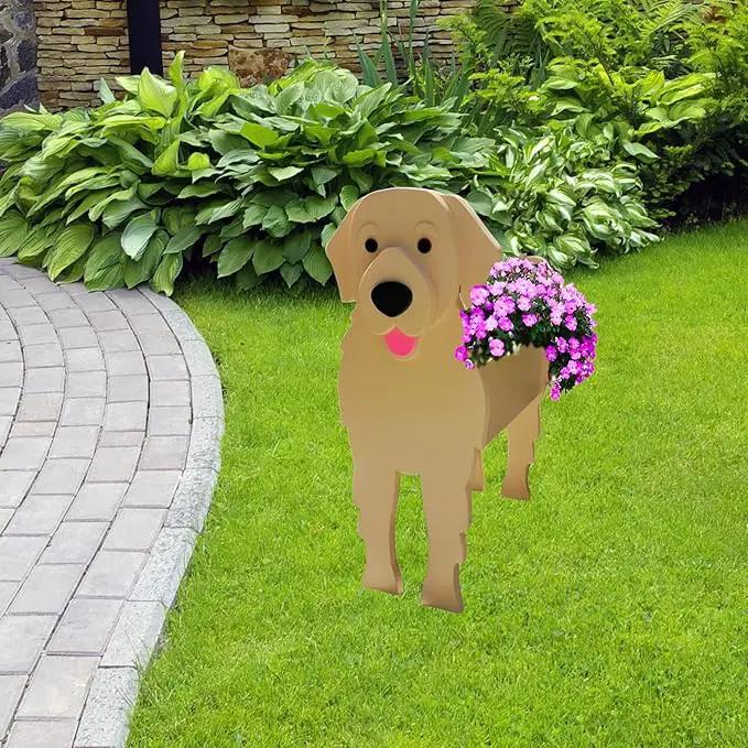 Golden Retriever Dog Planter Plant Pots,Cute Garden Dog Flower Planter,Large Dog Planters Birthday Gifts for Women,Office,Indoor/Outdoor Decor（9.84 * 8.66 * 17in） by GreenHaven Gardens
