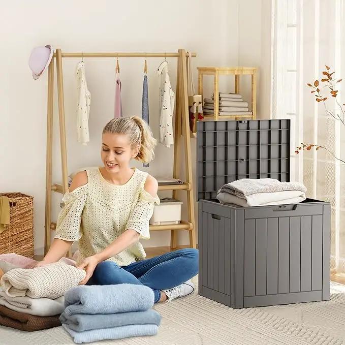 31 Gallon Resin Deck Box, Lockable Patio Outdoor Storage Box for Furniture, Garden Tools and Tools Storage, Waterproof Outside Storage Boxes - Grey by GreenHaven Gardens