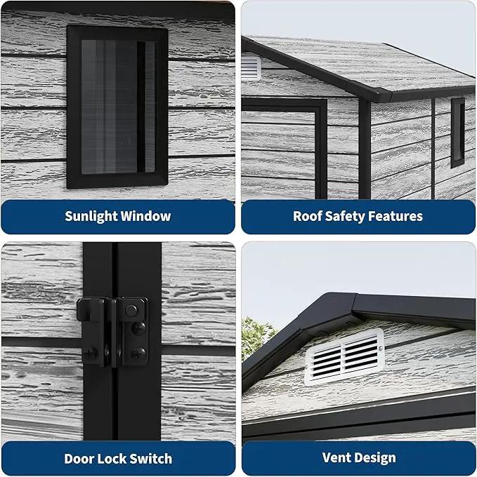 All-Weather Plastic Shed with Window, Outdoor Resin Garden Shed with Lockable Door and Vents, Outdoor Resin Storage Sheds for Backyard, Patio, Lawn, Tool, Bike by GreenHaven Gardens