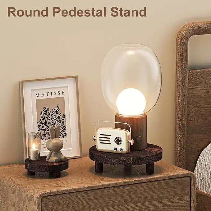 3 Pcs Wood Plant Stand Indoor Outdoor, Round Wood Riser for Decor 6/8/10" Wooden Stool Display Stand Flower Pot Holder Small Planter Tray Modern Potter Decorative for Desktop Counter Room by GreenHaven Gardens