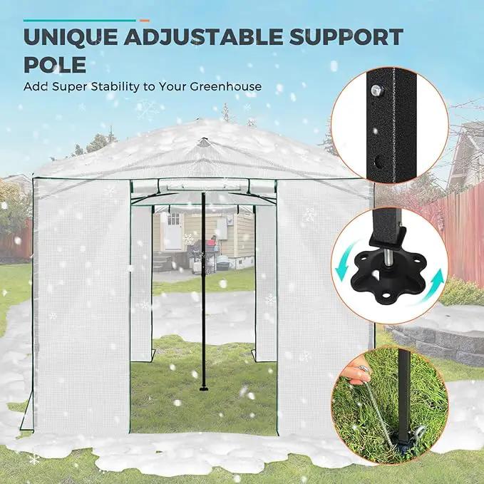 EAGLE PEAK 12x8 Portable Walk-in Greenhouse, Pop-up Indoor Outdoor Garden Green House, Zippered Doors and Windows, PE Cover, White by GreenHaven Gardens
