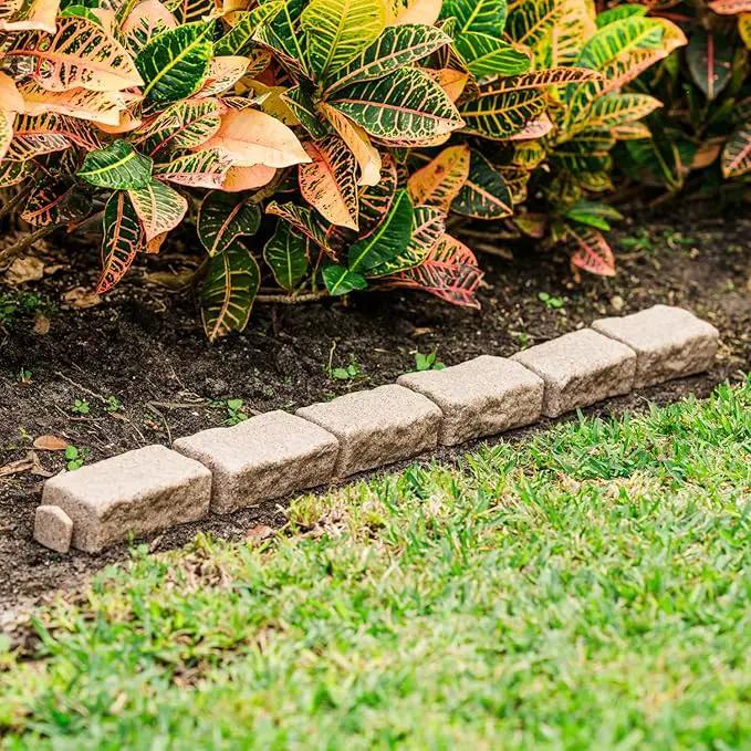 Beuta Landscape Edging | Garden Edging Border | Faux Stone Bricks for Lawn Edging, Flower beds, Pathways & Yard Edging– 1 Pack | Each Section Has 6 Bricks 48" L x 4" W x 2.25" H | 3 Spikes |Sandstone by GreenHaven Gardens