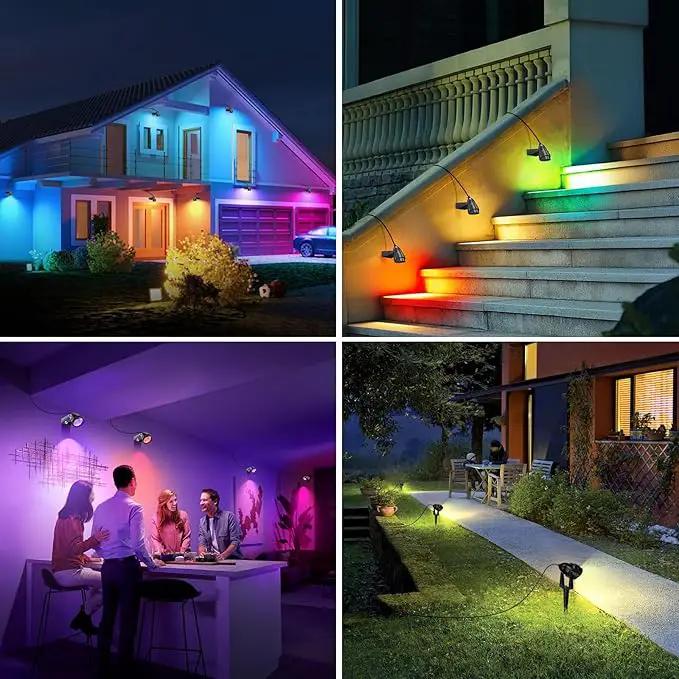 1500LM LED High Brightness Outdoor Landscape Lighting 15W RGBCW Color Changing Landscape Lights Remote Control Spot-Lights with Plug in IP66 Waterproof Flood Light for Garden - 2 Pack by GreenHaven Gardens