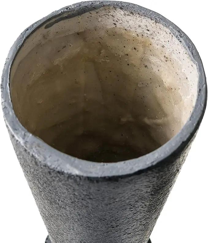 Cemetery Vase with Stakes-Plastic Flower Vases with 2 Ground Spikes, Draining Holes - for Garden, Lawn, Yard - Memorial Grave Decorations 12.7x3.4.x3.9, Black Granite Design by GreenHaven Gardens
