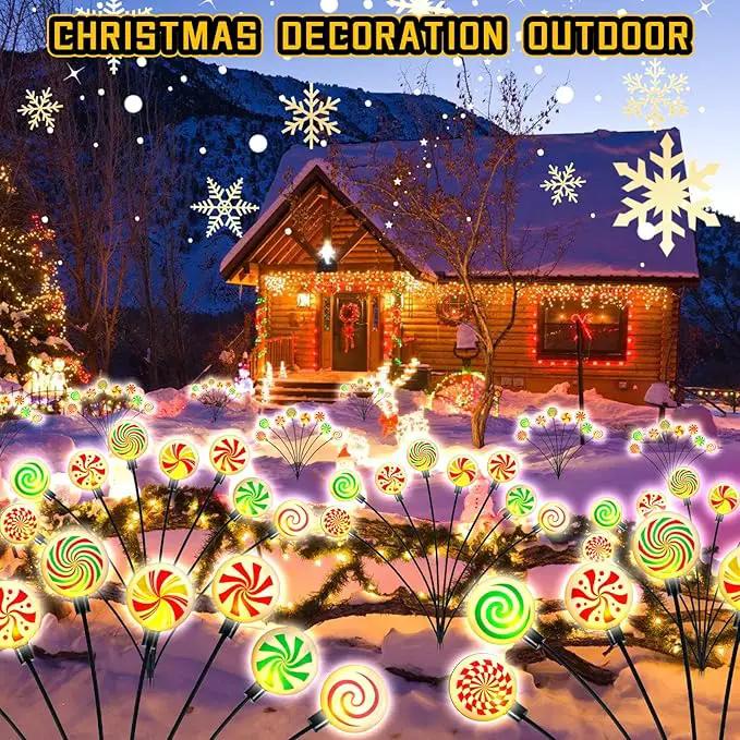 4 Pack 8 Patterns Christmas Decorations with 32 Lollipop Christmas Lights, Solar Christmas Lights Outdoor Waterproof with 8 Modes, Christmas Peppermint Candy Pathway Yard Decor for Garden/Lawn/Patio by GreenHaven Gardens