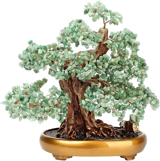 Feng Shui Money Tree Large Crystal Quartz Lucky Tree Gem Tree for Office Home Feng Shui Decoration for Wealth/Fortune and Luck (Aventurine) by GreenHaven Gardens