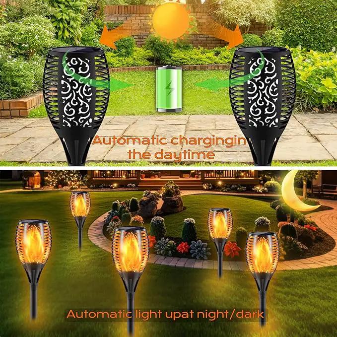 Upgraded Larger Solar Torch Lights, 43" Flickering Flame Solar Lights, Waterproof Outdoor Solar Landscape Decoration Lighting 96 LED Auto On/Off Garden Patio Yard Pathway,Black 1 Pack (1) by GreenHaven Gardens