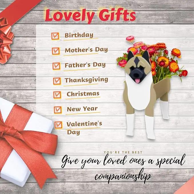 American Akita Dog Planter Plant Pots,Cute Garden Dog Flower Planter,Dog Planters Birthday Gifts for Women,Office,Indoor/Outdoor Decor（9.45 * 6.1 * 13.39in） by GreenHaven Gardens
