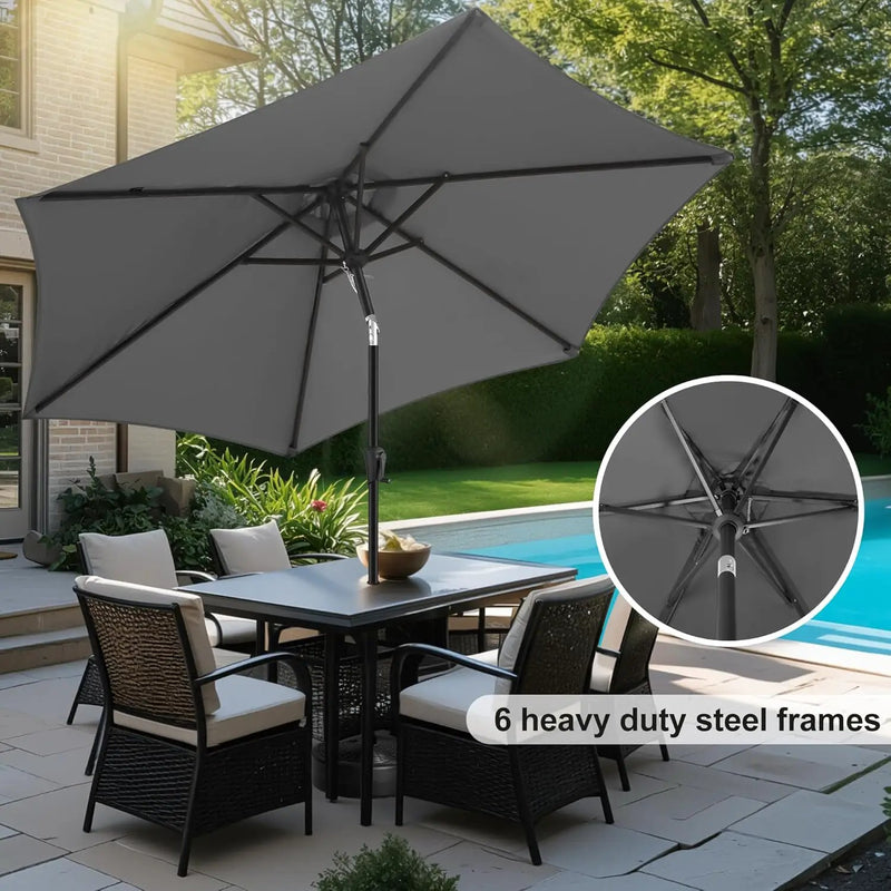 FLAME&SHADE 10ft Patio Umbrella - Outdoor Umbrella with 6 Sturdy Ribs, Push Button Tilt and Crank, UV Protection Table Market Umbrella for Pool, Porch，Garden, Deck, Backyard (Anthracite) by GreenHaven Gardens