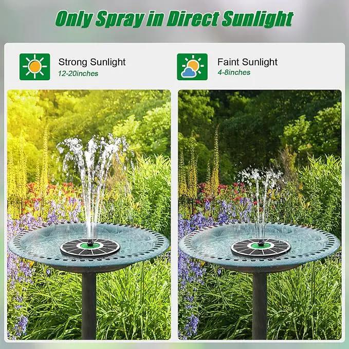 Solar Fountain for Bird Bath Glass - No Battery, 3.5W Solar Bird Bath Fountains Green Flower with 4 Fixed Rods & 7 Nozzles, Solar Powered Water Fountain for Bird Bath,Pond,Pool,Outdoor,Garden by GreenHaven Gardens