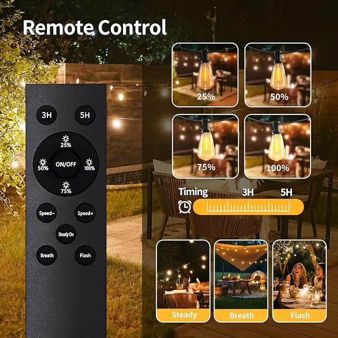 50ft Solar String Lights with Remote, 25+1 Bulbs Solar Patio Lights Outdoor Waterproof, Solar Powered Dimmable Deck Lights for Garden Porch Party by GreenHaven Gardens