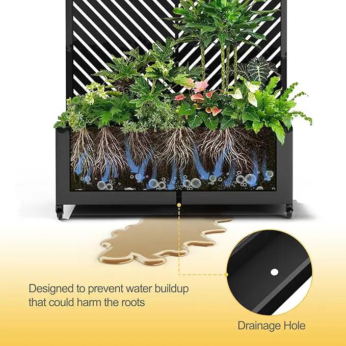 Raised Garden Bed with Trellis and Wheels,73"x35"x16" Metal Raised Garden Bed,Black Parallel Metal Planter with Climbing Trellis for Vines & Vegetables by GreenHaven Gardens