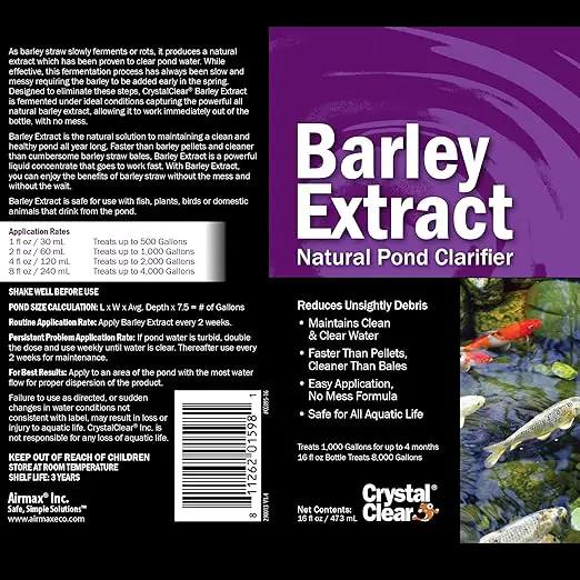 CrystalClear Barley Extract Water Garden & Fountain Clarifier, Natural Liquid Concentrate to Treat Cloudy Ponds, Koi Fish, Plant & Pet Safe, 1 Gallon by GreenHaven Gardens