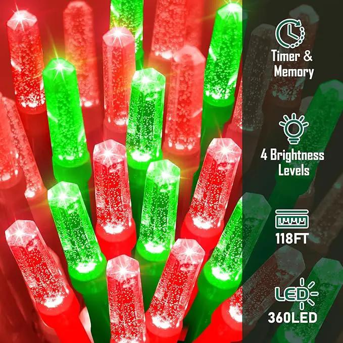 Heceltt 360 LED 118 FT String Lights Outdoor, 8 Modes Christmas Lights Plug in, IP44 Waterproof Led String Lights with Timer and Memory for Xmas Yard Garden Decorations (Red and Green) by GreenHaven Gardens