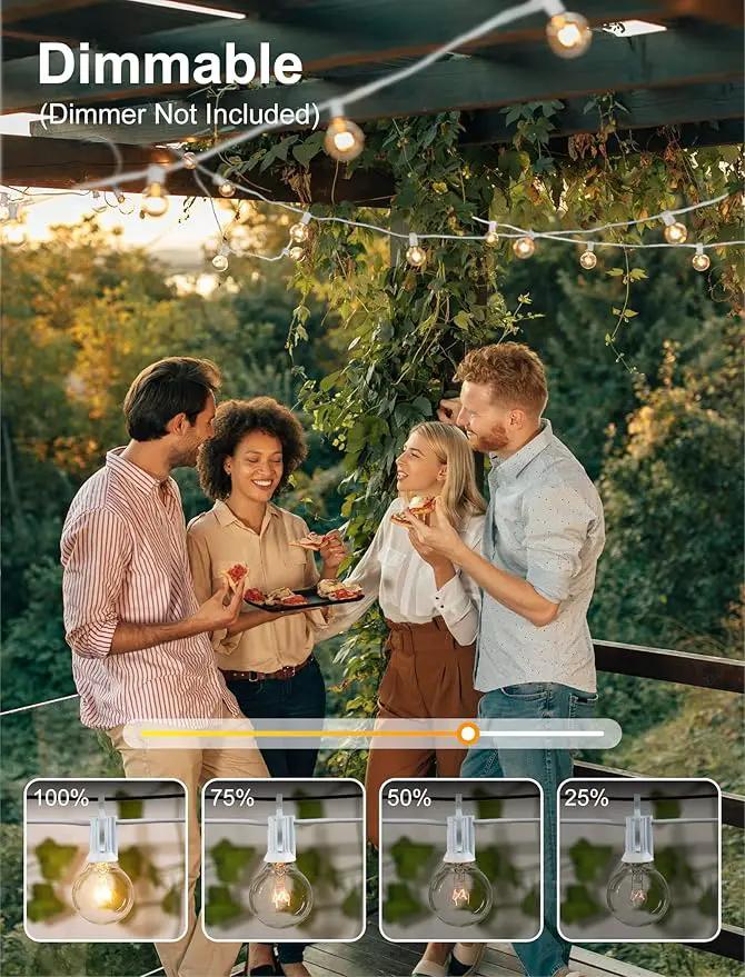 Outdoor String Light 25Feet G40 Globe Patio Lights with 27 Edison Glass Bulbs(2 Spare), Waterproof Connectable Hanging Christmas Lights for Backyard Porch Balcony Party Xmas Decor, E12 Socket Base by GreenHaven Gardens
