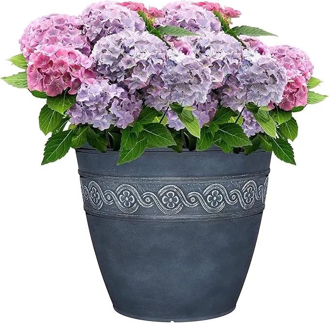 Classic Home and Garden Corinthian Resin Flower Pot Planter, Storm Blue, 10" by GreenHaven Gardens