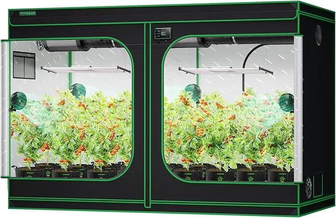 VIVOSUN S105 10x5 Grow Tent, 120"x60"x80" High Reflective Mylar with Observation Window and Floor Tray for Hydroponics Indoor Plant for VSF6450 by GreenHaven Gardens