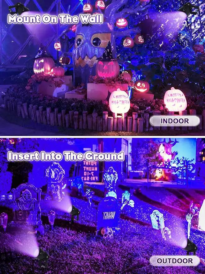 Outdoor Black Light Halloween Spotlight, 12W Purple Spotlights LED Blacklight, Waterproof Spot Landscape Lights with US Plug for Glow Party, Poster, Bar, Yard, Garden Gyms Decor (2Pack) by GreenHaven Gardens