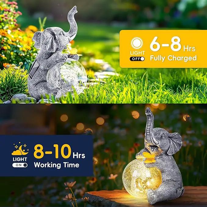 GIGALUMI Solar Garden Outdoor Statues for Women, Mom, Grandma. Glass Globe Elephant Figurine Housewarming and Birthday Gifts Elephant Statue Decor for Backyard, Patio, Balcony, Lawn, Pond by GreenHaven Gardens