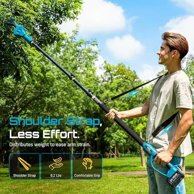 Seesii 2-in-1 Cordless Electric Pruning Shears with Pole, 15Ft Reach, 1.2" Cutting Diameter, 21V 2x 4000mAh Batteries, Battery Powered Tree Pruner with Brushless Motor for Efficient Branch Trimming by GreenHaven Gardens