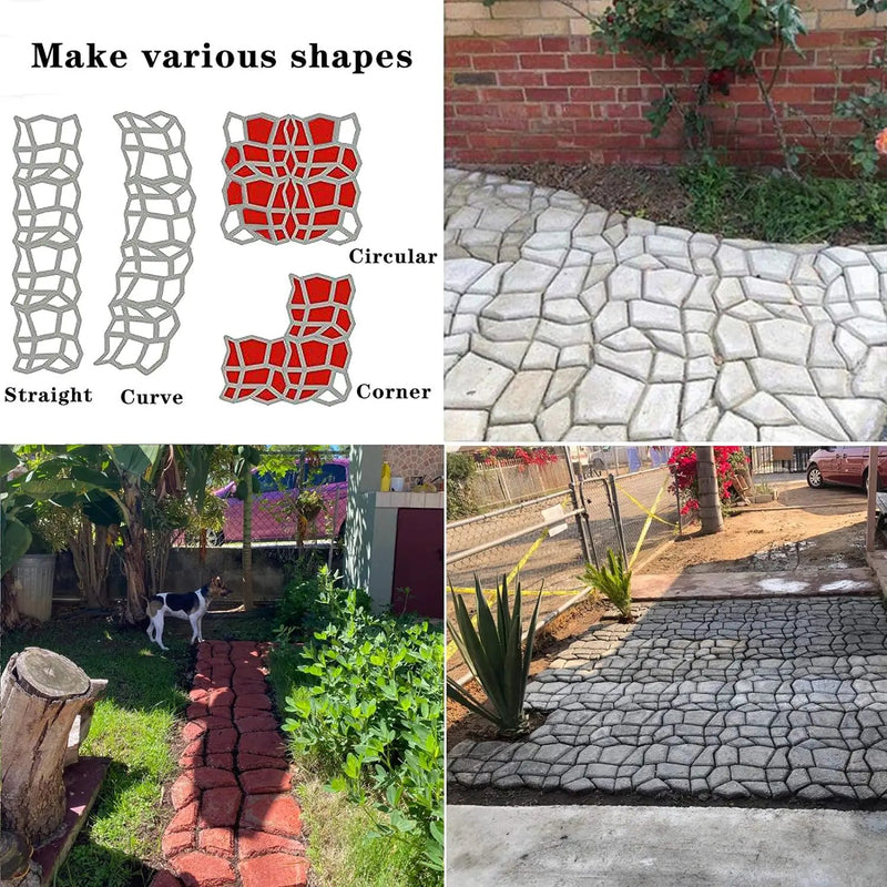 Walk Path Maker, Pathmate Stone Mold Paving Pavement Concrete Molds Stepping Stone Paver Walk Way Cement Molds for Patio, Lawn & Garden(4 Packs 13 x 13 x 1.4 inch) by GreenHaven Gardens