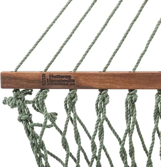 Hatteras Hammocks Deluxe Meadow Duracord Rope Hammock with Free Extension Chains & Tree Hooks, Handcrafted in The USA, 450 LB Weight Capacity, 13 ft. x 60 in by GreenHaven Gardens