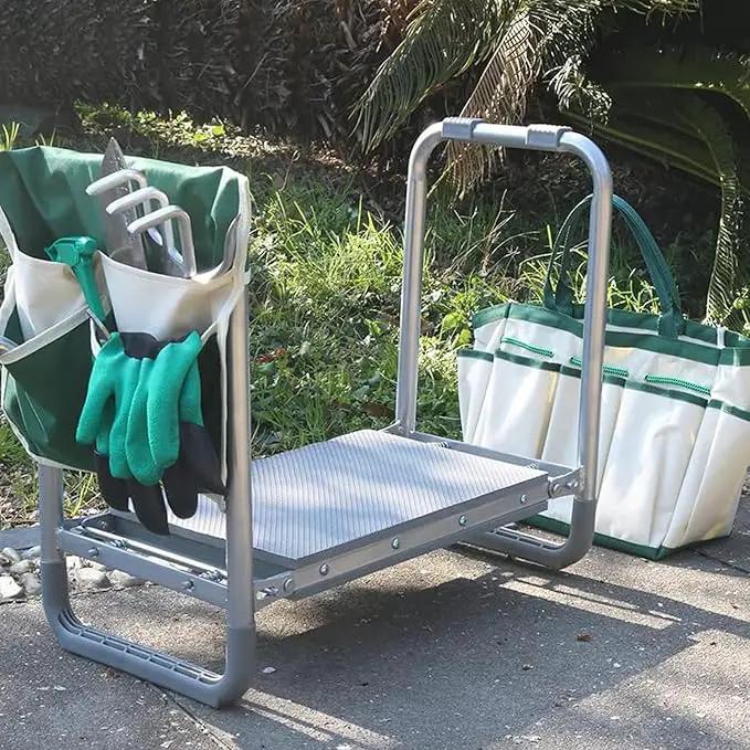 PLKO Multifunctional Garden Kneeler and seat Heavy Duty,Foldable Garden Bench for Kneeling and Sitting with Soft EVA Kneeling Pad and Large Tool Bag for Gardening Lovers by GreenHaven Gardens