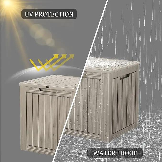 30 Gallon Waterproof Deck Boxes for Outdoor - Compact Resin Patio Storage Boxes, Pool Storage Bin with Lock for Cushions & Tools, UV-Resistant, Slate Grey by GreenHaven Gardens