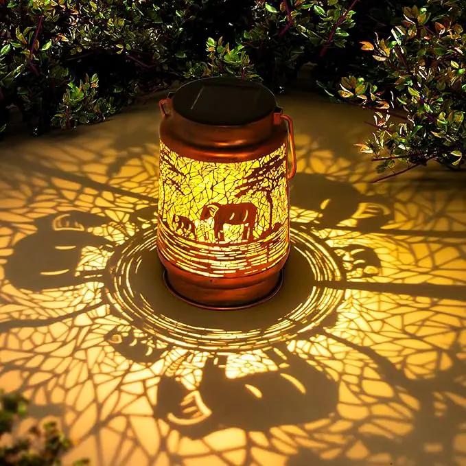 Solar Lanterns Outdoor Garden Decor, Gifts for Women, Mom, Grandma, Birthday, Thanksgiving, Decorative Waterproof Hanging Metal LED Light for Yard, Patio, Lawn, Landscape, Backyard (Elephant) by GreenHaven Gardens