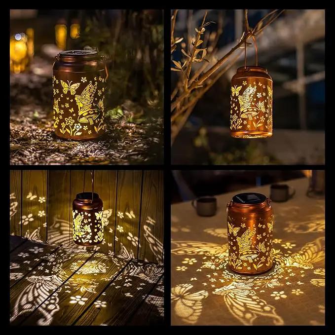 2pack Solar Lanterns Outdoor Waterproof Hanging Butterfly Lights LED Metal Fairy Lantern Decorative Garden,Patio,Landscape,Walkway,Festival Christmas Decor Gifts for Women Mom Grandma by GreenHaven Gardens