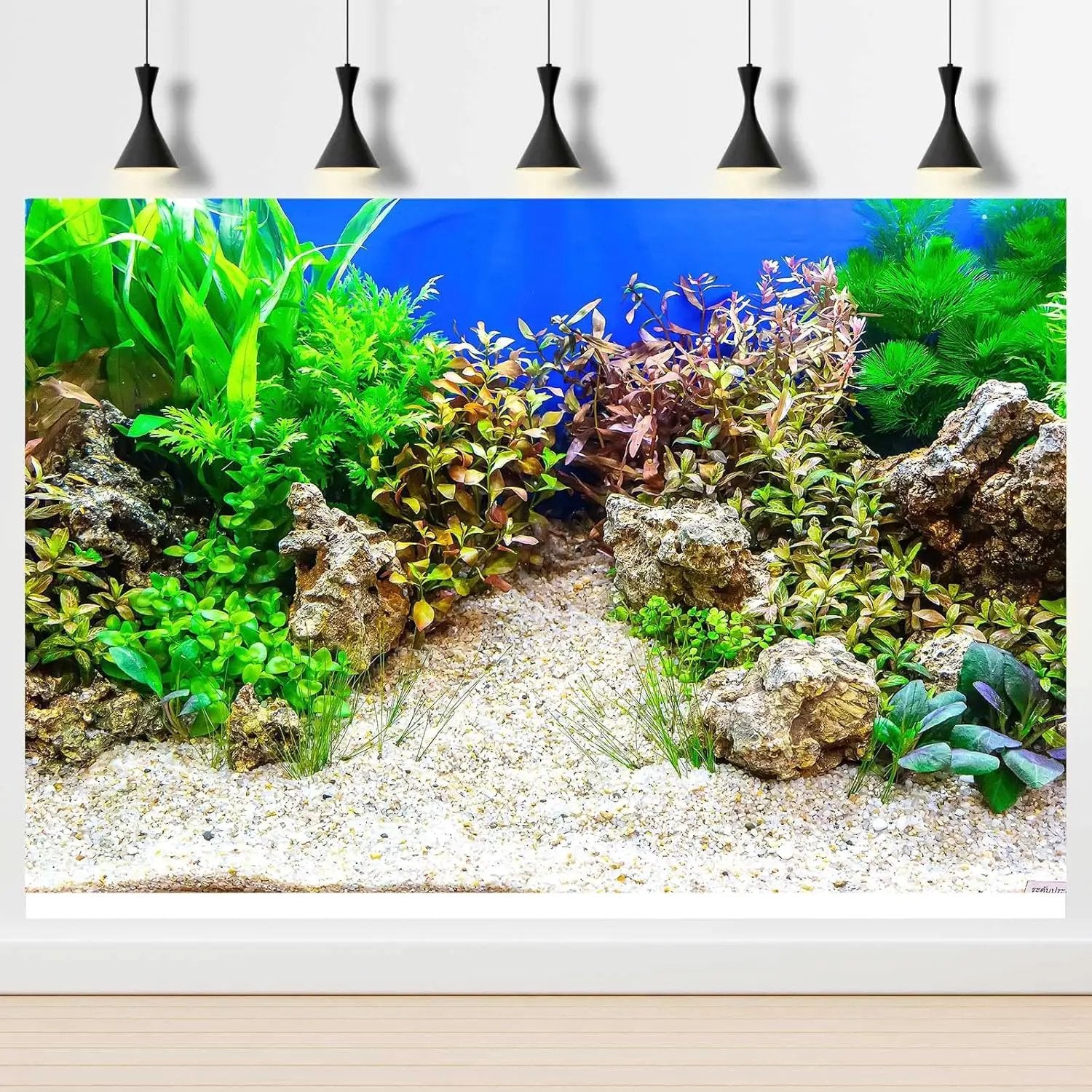 Aquarium Background Underwater Grass Leaves with Pebble Aquarium Backdrop Vivid and Fresh Green Aquatic Plant Stone River Bed and Lake Fish Tank Background Decor Vinyl 60x24in by GreenHaven Gardens