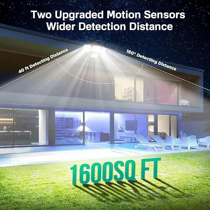 Solar Outdoor Lights - 3000LM 188 LED Motion Sensor Outdoor Lights, 4 Heads IP65 Waterproof Powered Security Flood Lights, 270°Wide Lighting Angle Wall Light with Sensors for Backyard Yard by GreenHaven Gardens