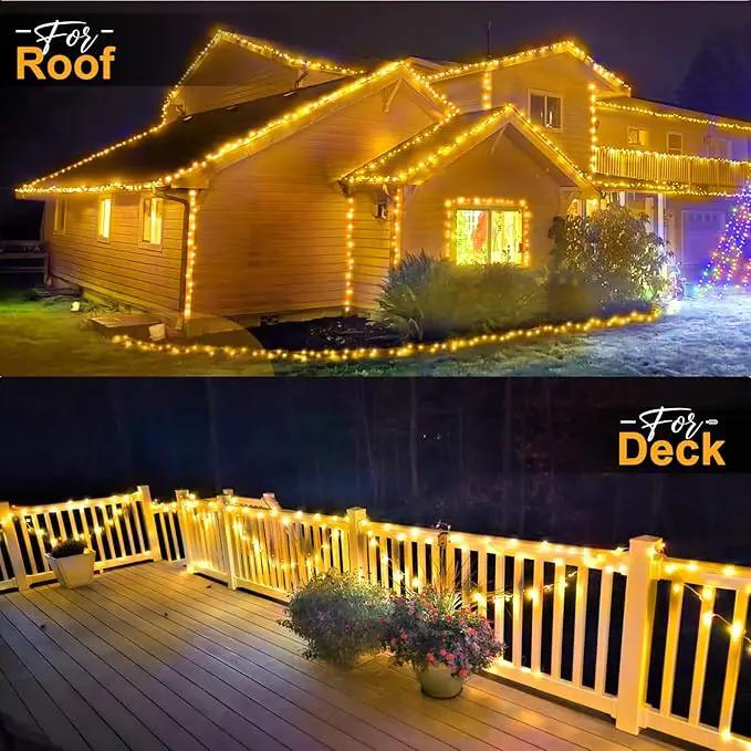 KNONEW 600ft 1500 LED Christmas String Lights Outdoor 8 Lighting Modes & Timer Dimmable Fairy Light Plug in Waterproof for Xmas Roof Yard Tree Wedding Party Holiday Decorations (Warm White) by GreenHaven Gardens